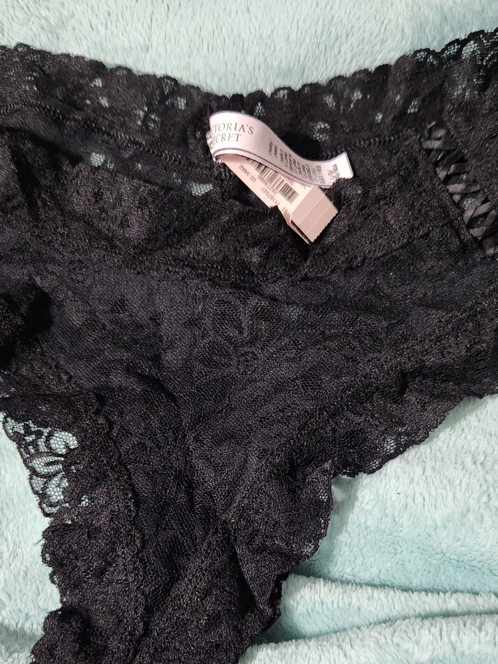 Victoria's Secret Black Floral Lace Bikini Panty